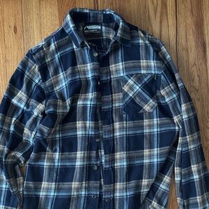 Mountain Khakis Navy and Tan Plaid Shirt